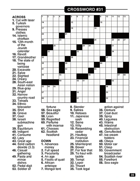 RodBooks crossword generator showing a completed American-style grid with numbered clues and a live page preview